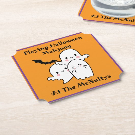 Halloween Mahjong spelen personaliseren NAAM Kartonnen Onderzetters (Gekanteld)