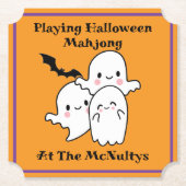 Halloween Mahjong spelen personaliseren NAAM Kartonnen Onderzetters (Voorkant)