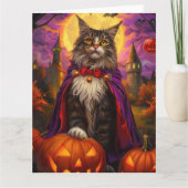 Halloween Maine Coon Cat Vampire Pumpkins eng Kaart (Voorkant)