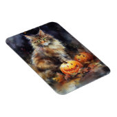 Halloween Maine Coon Cat with Pumpkins Scary Magneet (Rechterzijde)