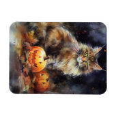 Halloween Maine Coon Cat with Pumpkins Scary Magneet (Horizontaal)