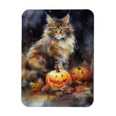 Halloween Maine Coon Cat with Pumpkins Scary Magneet (Verticaal)