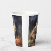 Halloween Maine Coon Cat with Pumpkins Scary Papieren Bekers (Links)