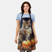 Halloween Maine Coon Cat with Pumpkins Scary Schort (Gedragen)