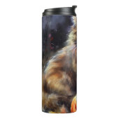 Halloween Maine Coon Cat with Pumpkins Scary Thermosbeker (Gedraaid links)