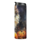 Halloween Maine Coon Cat with Pumpkins Scary Thermosbeker (Geroteerd rechts)