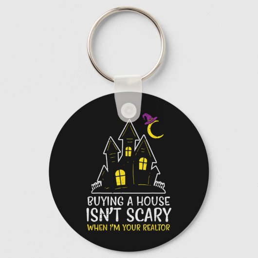 Halloween makelaar kopen huis instant eng kostuum sleutelhanger (Voorkant)