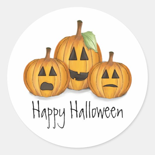 Halloween Malle Jack O'Lanterns Whimsisch Ronde Sticker (Voorkant)