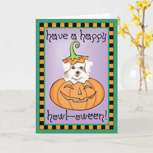 Halloween Maltese Kaart (Gele Bloem)