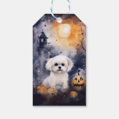 Halloween Maltese met pompoenen eng Cadeaulabel (Achterkant)
