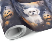 Halloween Maltese met pompoenen eng Cadeaupapier (Rol Hoek)