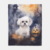 Halloween Maltese met pompoenen eng Fleece Deken (Voorkant)