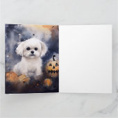 Halloween Maltese met pompoenen eng Kaart (Binnen)