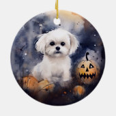 Halloween Maltese met pompoenen eng Keramisch Ornament (Achterkant)