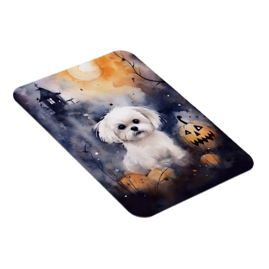 Halloween Maltese met pompoenen eng Magneet (Rechterzijde)