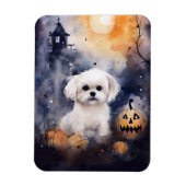 Halloween Maltese met pompoenen eng Magneet (Verticaal)