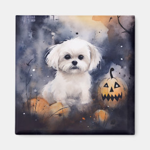 Halloween Maltese met pompoenen eng Magneet