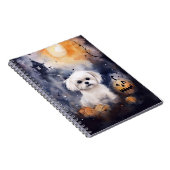 Halloween Maltese met pompoenen eng Notitieboek (Rechterzijde)