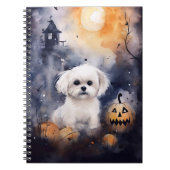 Halloween Maltese met pompoenen eng Notitieboek (Voorkant)