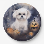 Halloween Maltese met pompoenen eng Papieren Bordje (Voorkant)