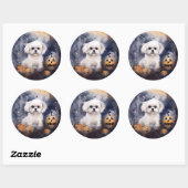 Halloween Maltese met pompoenen eng Ronde Sticker (Vel)