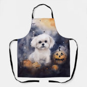 Halloween Maltese met pompoenen eng Schort (Voorkant)