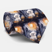 Halloween Maltese met pompoenen eng Stropdas (Opgerold)