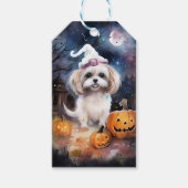 Halloween Malti Tzu met pompoenen eng Cadeaulabel (Voorkant)