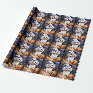 Halloween Malti Tzu met pompoenen eng Cadeaupapier