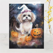 Halloween Malti Tzu met pompoenen eng Kaart (Gele Bloem)