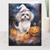 Halloween Malti Tzu met pompoenen eng Kaart (Voorkant)