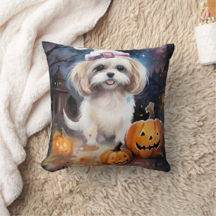 Halloween Malti Tzu met pompoenen eng Kussen