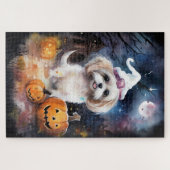 Halloween Malti Tzu met pompoenen eng Legpuzzel (Horizontaal)