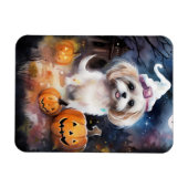 Halloween Malti Tzu met pompoenen eng Magneet (Horizontaal)