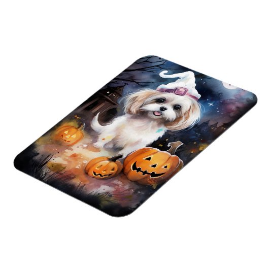 Halloween Malti Tzu met pompoenen eng Magneet (Linkerzijde)