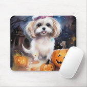 Halloween Malti Tzu met pompoenen eng Muismat (Met muis)