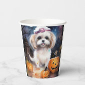 Halloween Malti Tzu met pompoenen eng Papieren Bekers (Achterkant)