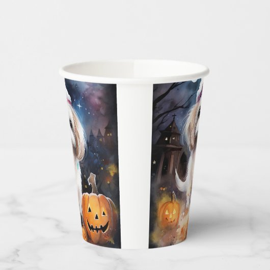 Halloween Malti Tzu met pompoenen eng Papieren Bekers (Links)