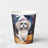 Halloween Malti Tzu met pompoenen eng Papieren Bekers (Voorkant)
