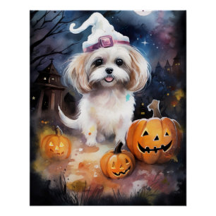 Halloween Malti Tzu met pompoenen eng Perfect Poster