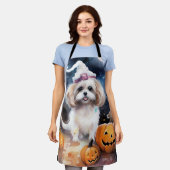 Halloween Malti Tzu met pompoenen eng Schort (Gedragen)