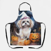 Halloween Malti Tzu met pompoenen eng Schort (Voorkant)