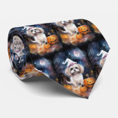 Halloween Malti Tzu Met Pompoenen Eng Stropdas (Opgerold)