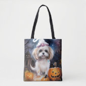Halloween Malti Tzu met pompoenen eng Tote Bag (Voorkant)