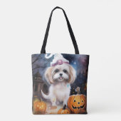 Halloween Malti Tzu met pompoenen eng Tote Bag (Achterkant)