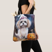 Halloween Malti Tzu met pompoenen eng Tote Bag (Dichtbij)