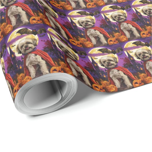 Halloween Malti Tzu Vampire Pumpkins eng Cadeaupapier (Rol Hoek)