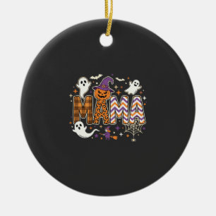 Halloween Mama Geesten Heks en Pompoen Grafisch Keramisch Ornament