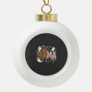 Halloween Mama Geesten Heks en Pompoen Grafisch Keramische Bal Ornament