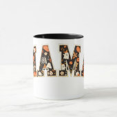 Halloween MAMA – Retro Varsity Ghost & Pumpk Mok (Midden)